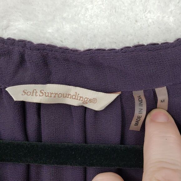 Soft Surroundings Blouse Womens Medium Sheer Beaded Tunic Boho Peasant Top - Picture 3 of 11